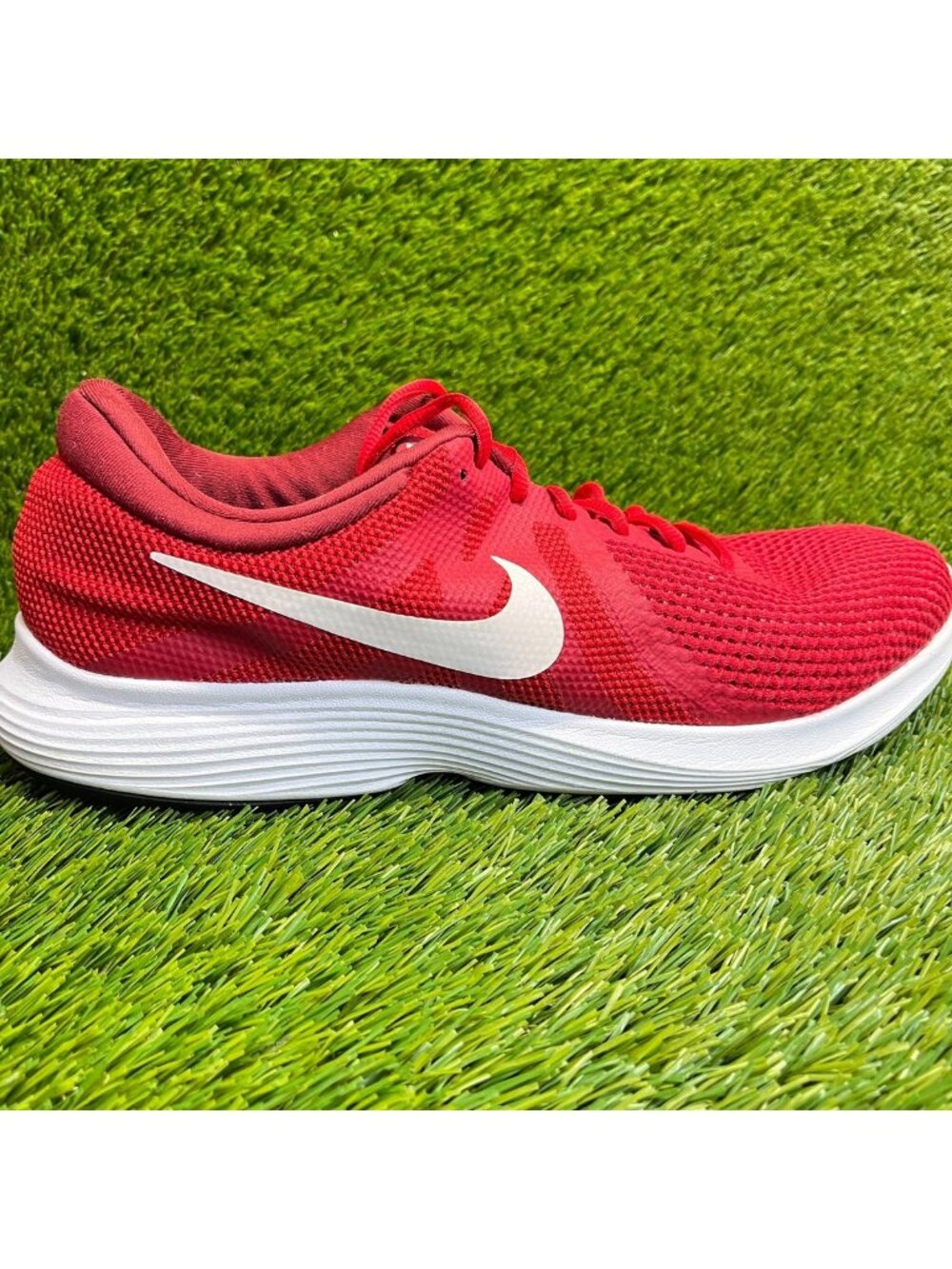 Nike Revolution 4 Mens Size 13 Red White Athletic Running Walking Shoes Sneakers